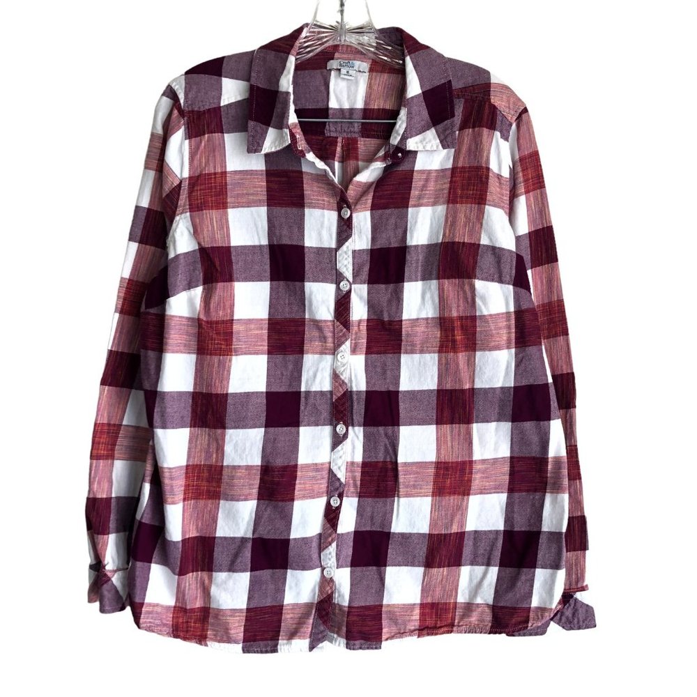 Croft & Barrow Women's Flannel Shirt Size XL Plaid 100% Cotton Long Sleeve